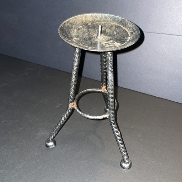 Metal Pillar Candle Holder Decorative Home Decor Distressed - Picture 3 of 6